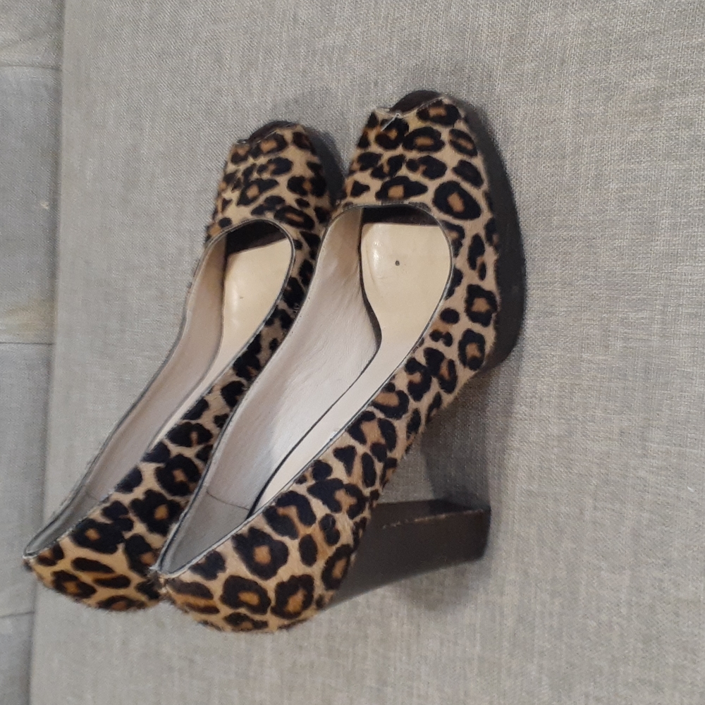 Micheal Michael Kors leopard open toe slipon  heel shoe size 7.5M - Picture 4 of 12
